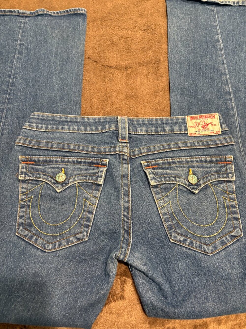 Vintage True Religion Joey Flare Jeans Medium Wash Sz 30 Twisted Seam Low Rise